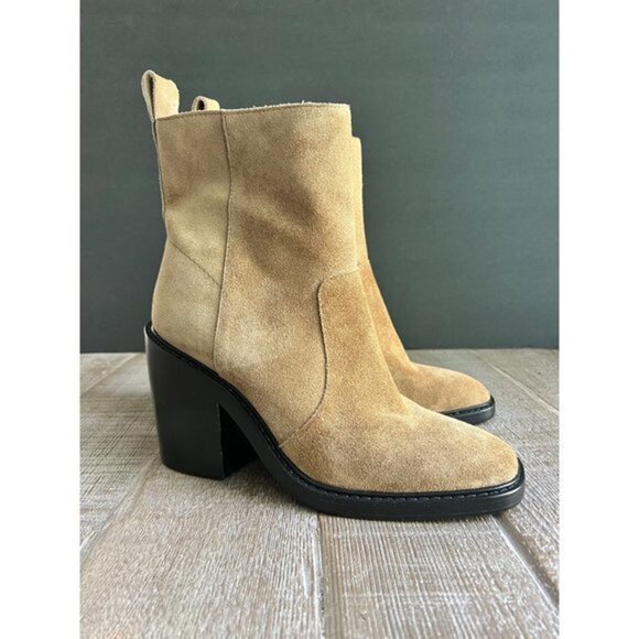 NWOB TORY BURCH Sierra Heeled Ankle Suede Square Toe size 8.5 - Picture 2 of 11